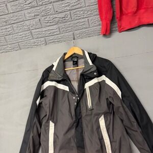 The North Face HyVent Boys XL 18/20 Grey Black Hooded Rain Jacket Shell 5724